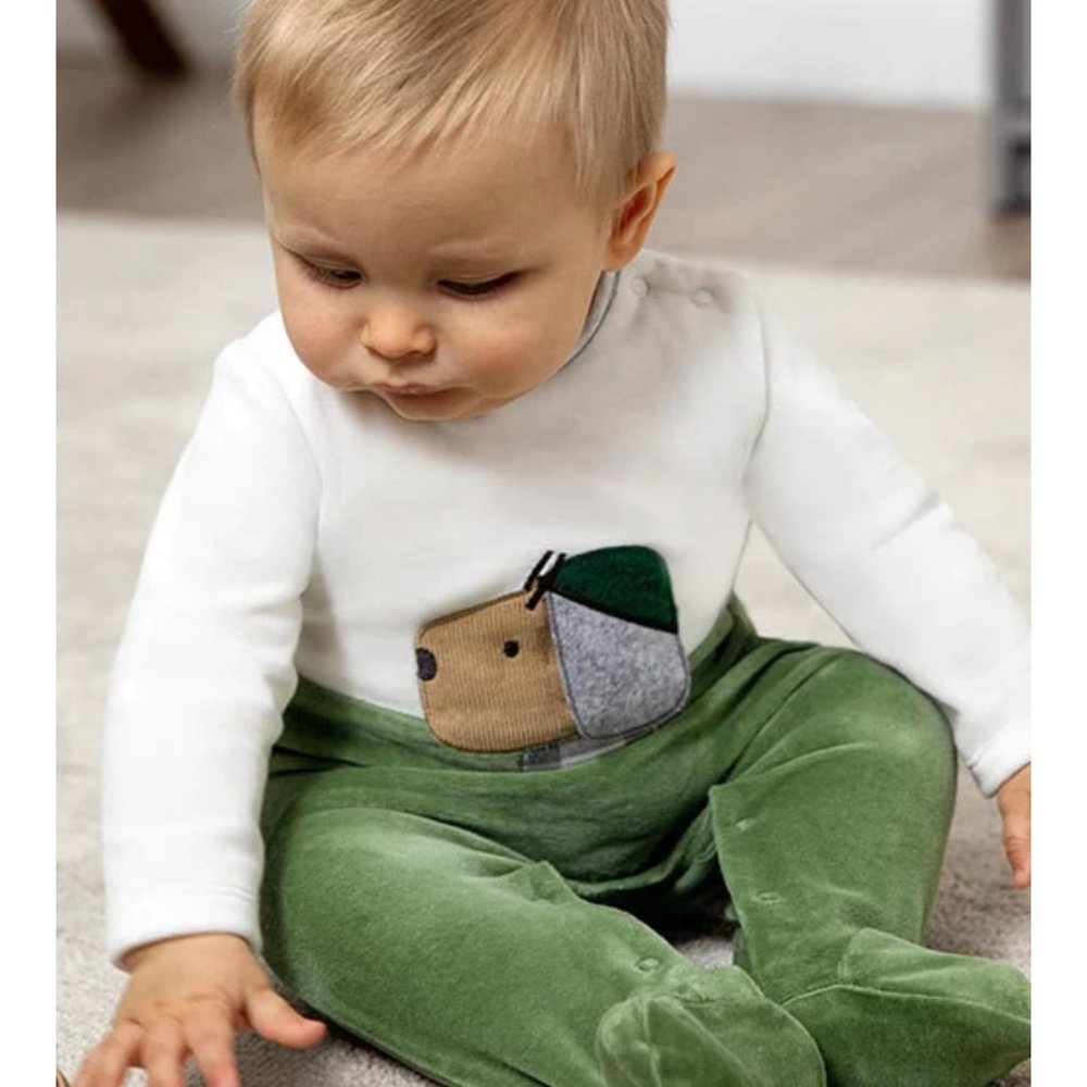 Mayoral Embroidered Applique footed one-piece ECOFRIENDS newborn onesie